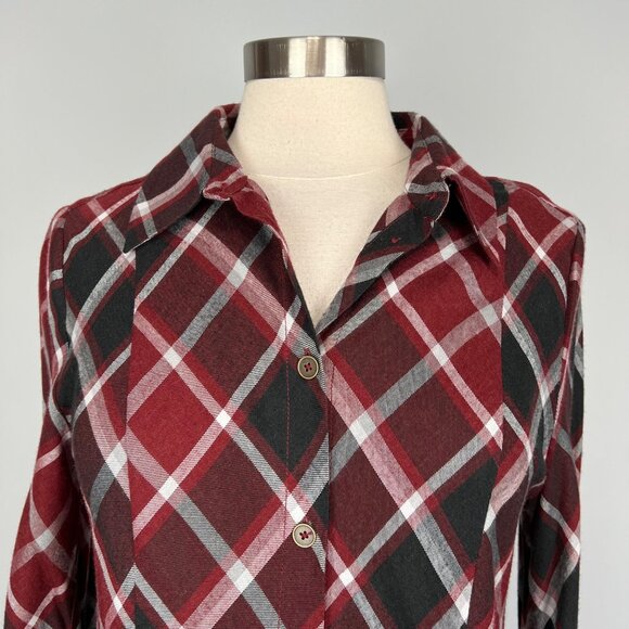 Soft Surroundings Womens Joelle Plaid Tunic Cabernet Plaid Button Front size S - Picture 6 of 14